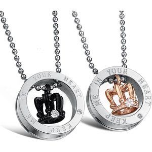 Matching Necklace For Couples Titanium Promise Love Stainless Steel Pend…